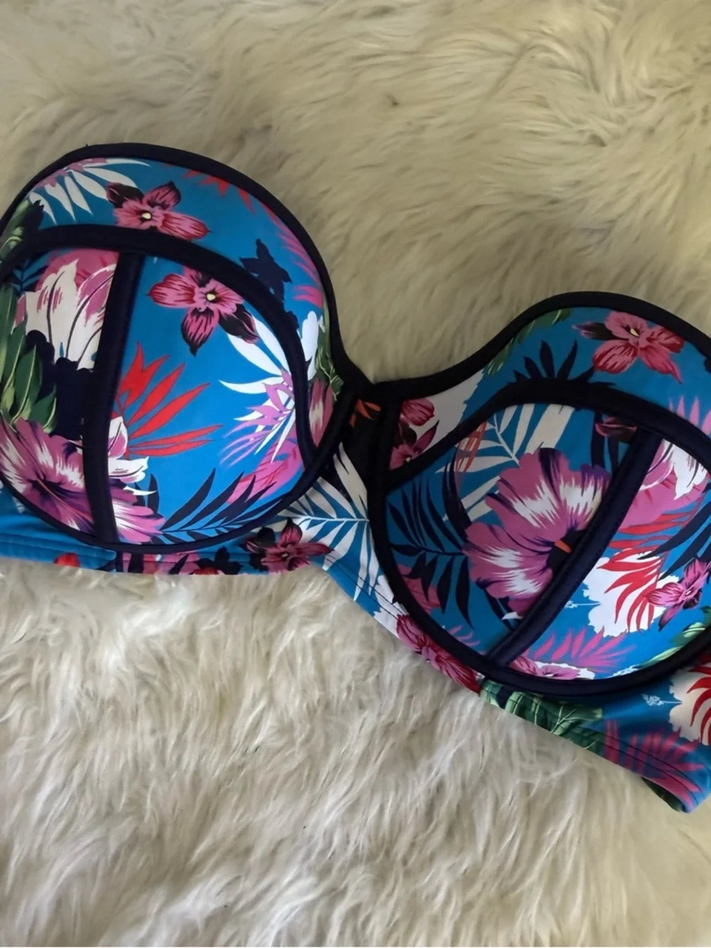 Swimsuits For All Floral Bikini Set Top 16 Bottom 12 Blue Pink